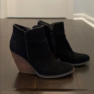 Black suede wedges